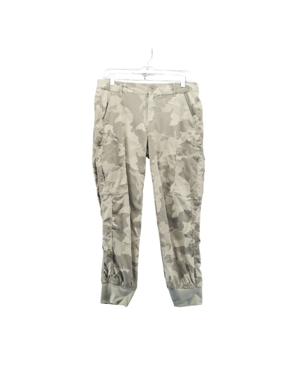 PrAna Pants Womens Size 8 Tan Camouflage Pattern Cargo Elastic Cuffs *Read*